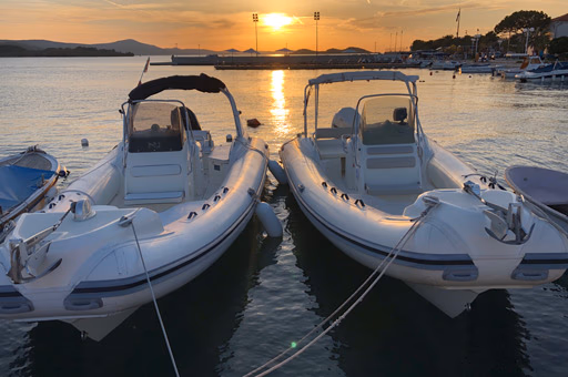 Calypso rent a boat team in Turanj marina, Croatia
